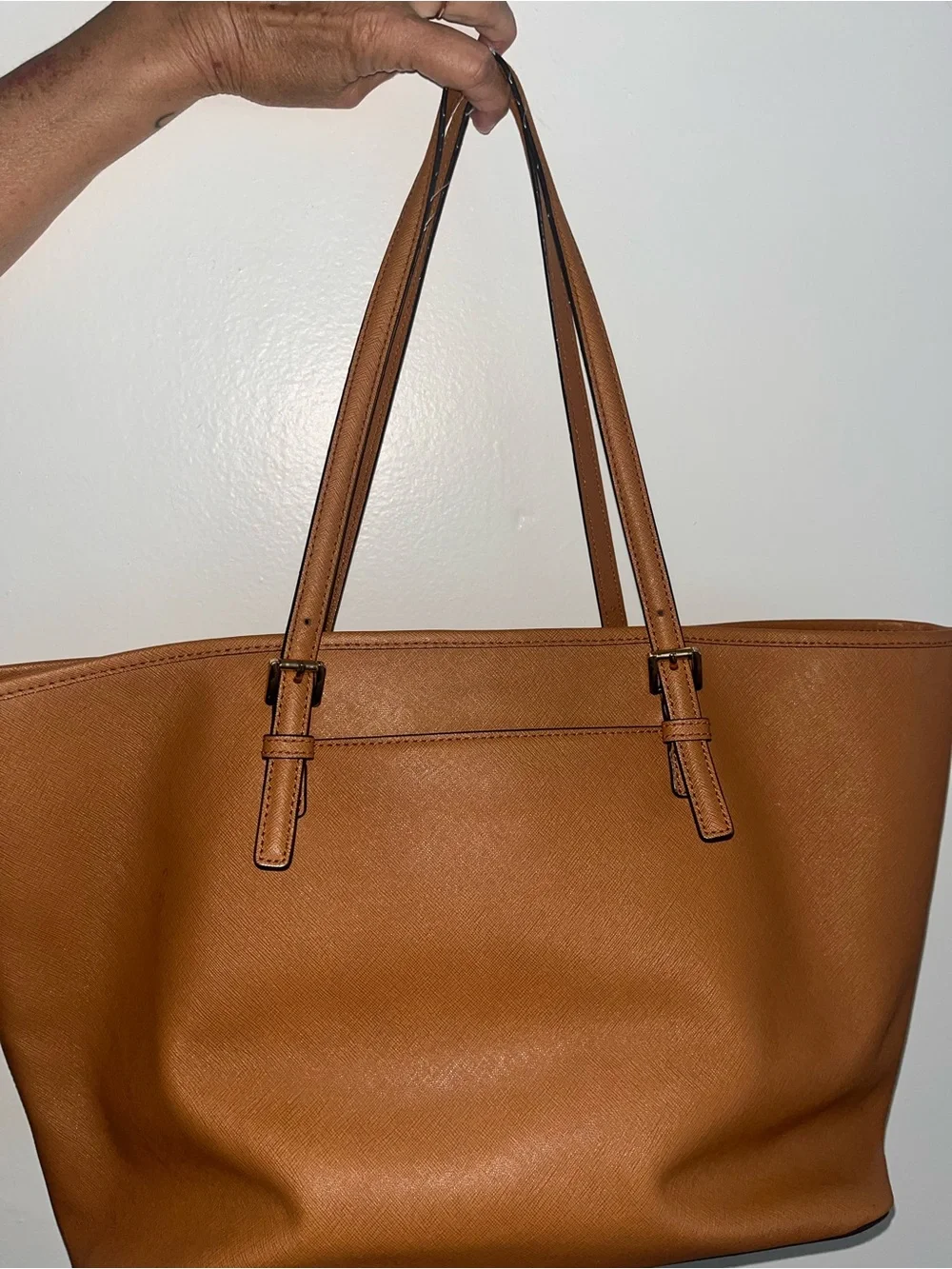 Michael Kors Cognac Leather Tote with Gold Hardware